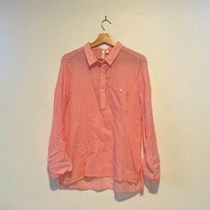 Medium Pink and White Striped Polo